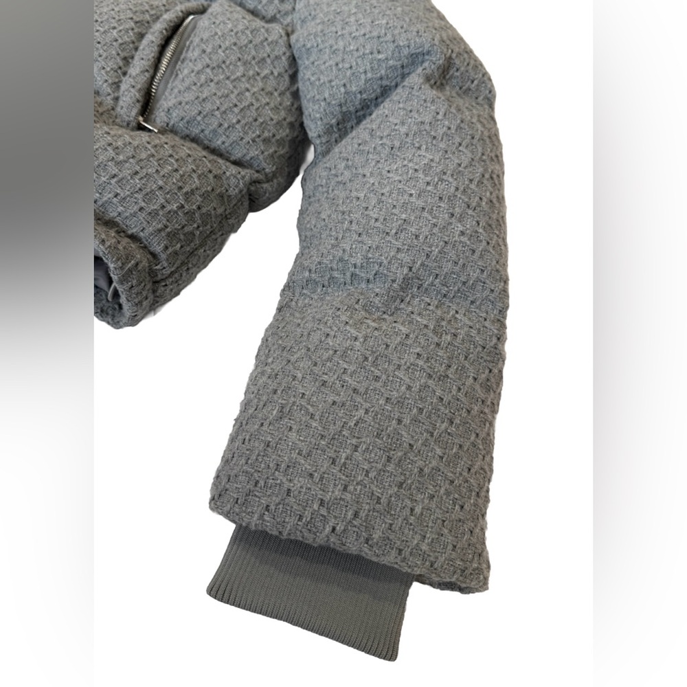 Maniere De Voir Grey Puffer Coat With Hood Size 4 - Picture 3 of 16